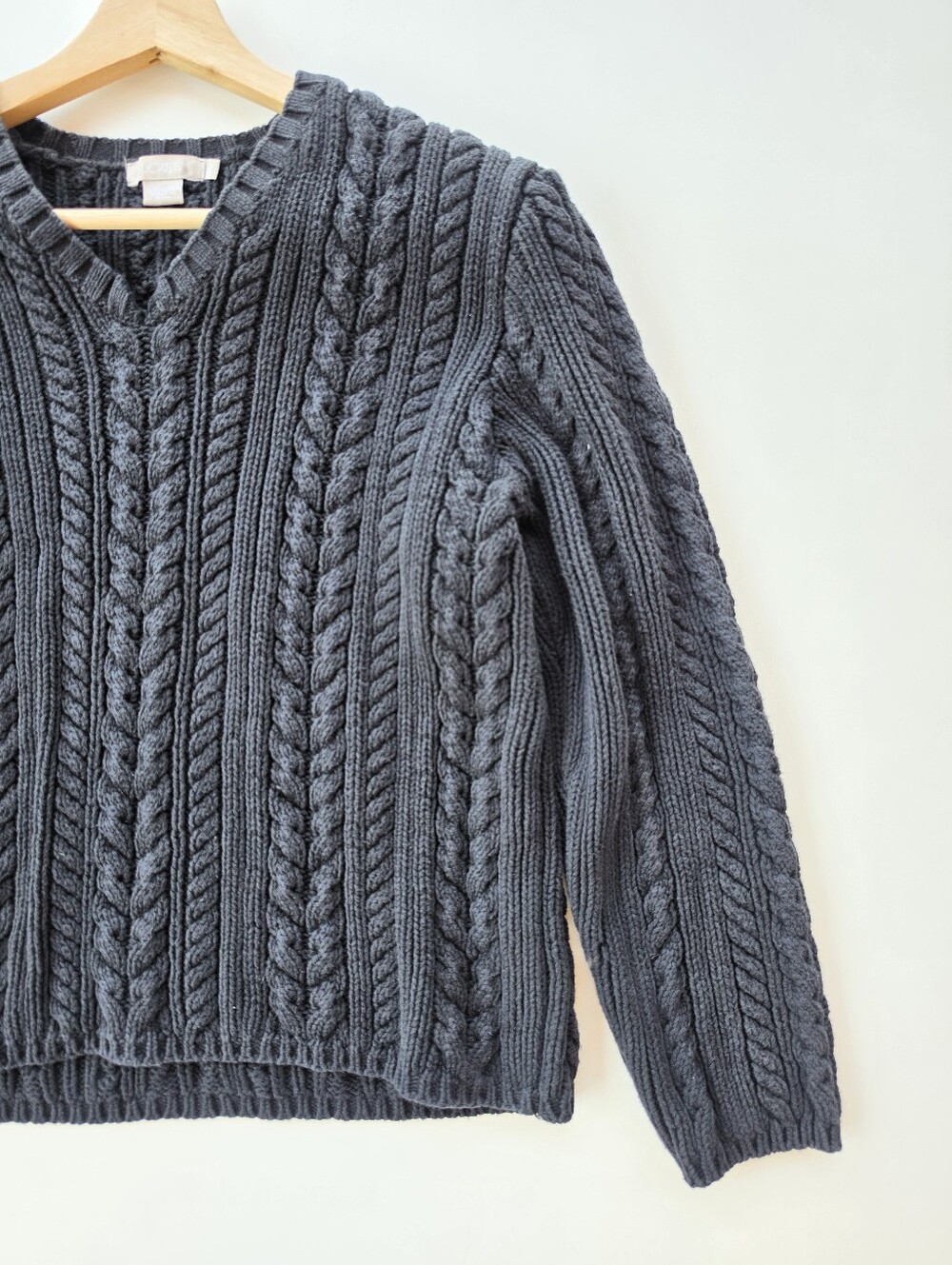 J. Crew Navy Cable Knit Chunky Cotton Sweater - Picture 2 of 5